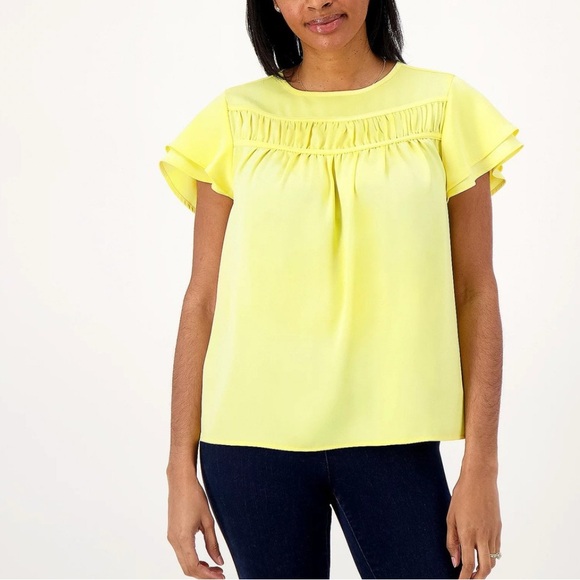 Candace Cameron Bure Tops - Candace Cameron Bure Yellow Ruffled Blouse